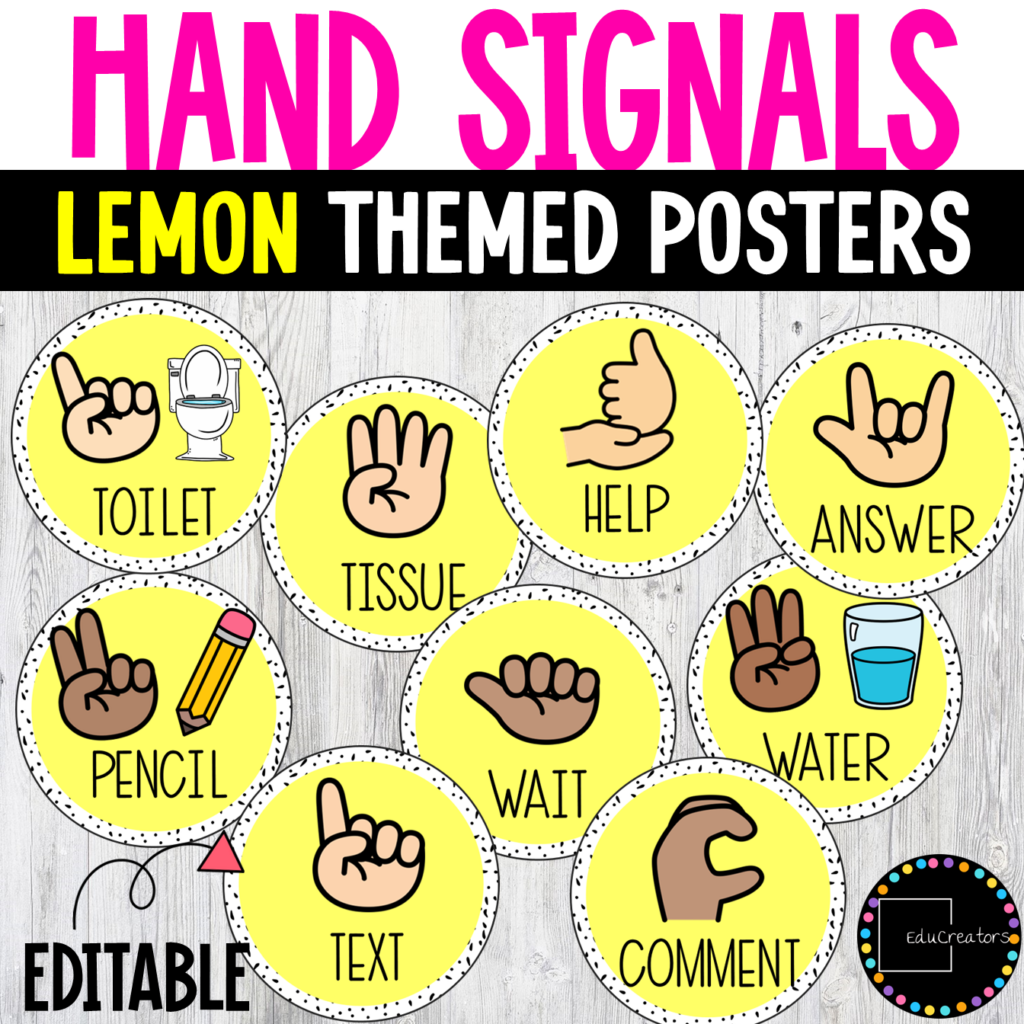 Hand signals posters lemon themed